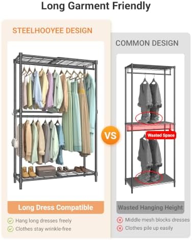expandable closet organizer system adjustable clothes rack, side view