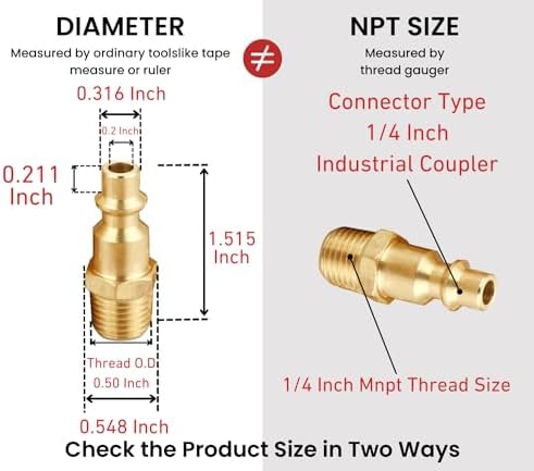 coupler and plug kit, 1/4 inch npt, industrial, side view