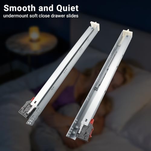 10 pairs 21 inch undermount drawer slides, self, close-up detail