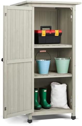 4x2 ft wooden outdoor storage cabinet shown in use