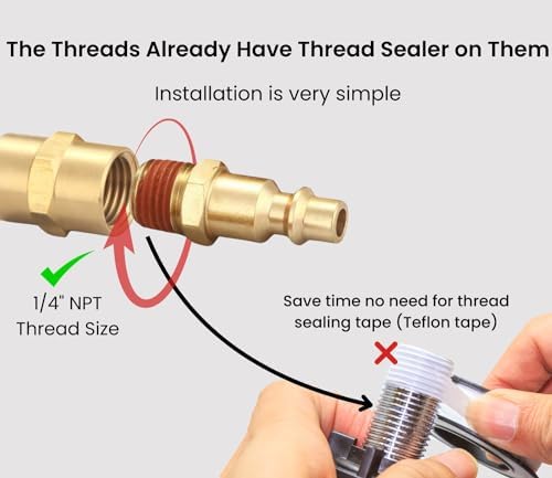 1/4 inch npt air coupler and plug kit, side view