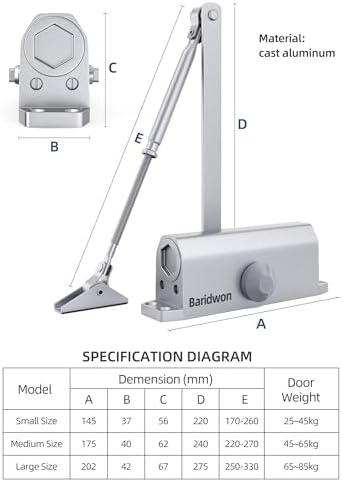 commercial grade hydraulic door closer large size, heavy, package contents