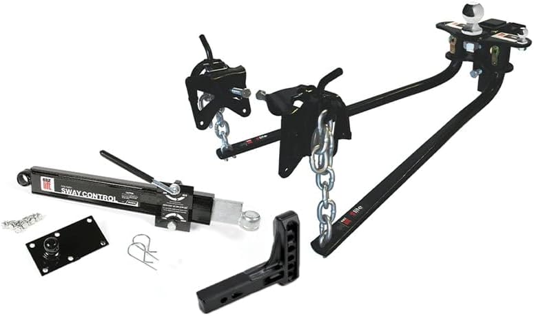 Camco Eaz-Lift Elite 1,000lb Weight Distribution Hitch Kit with Manually Adjusted Sway Control - Ready-to-Tow with Pre-Installed Hitch Ball, Sway Control Ball, U-Bolts, & Chain Package (48058)