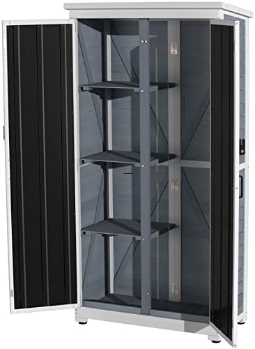 gdlf outdoor storage cabinet, wood & metal garden, front angle view