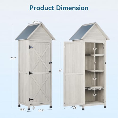 narrow outdoor storage cabinet, 67" wooden vertical garden, side view