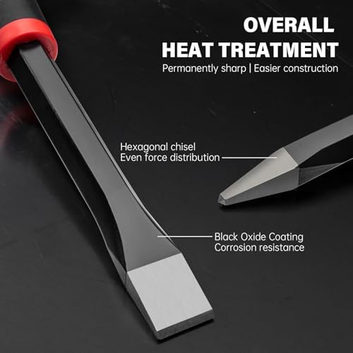 rotation 3pc heavy duty masonry chisel set with, side view