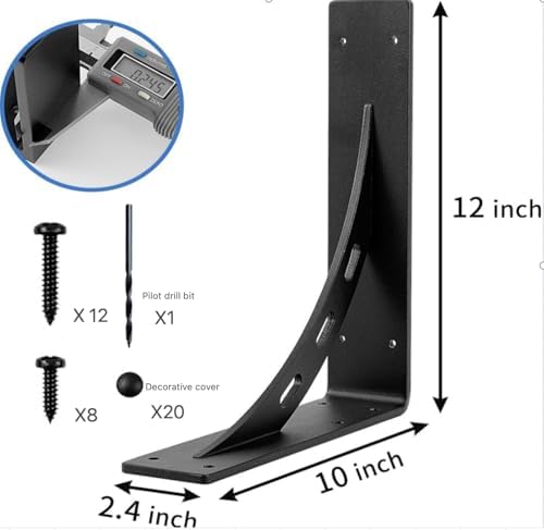 12"x10"x2.5" heavy duty shelf brackets, max load 1100 shown in use