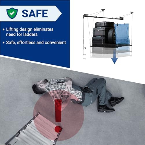 fleximounts garage ceiling lifting storage rack, 4x4 ft, package contents