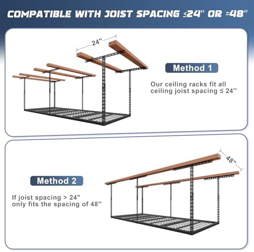 3x8ft overhead garage storage rack 750lbs capacity, 26"-40" on a desk or shelf
