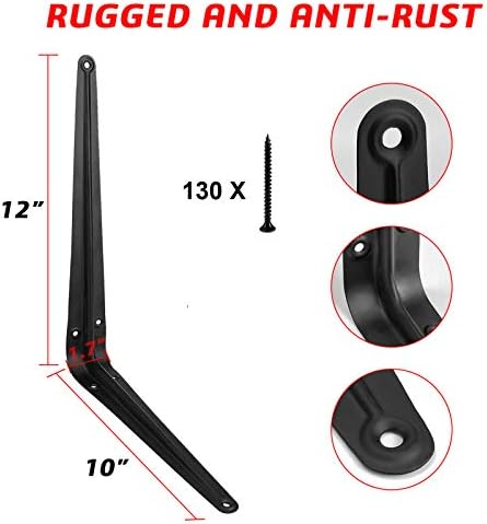 heavy duty shelf brackets 12 inch with screws,20 shown in use