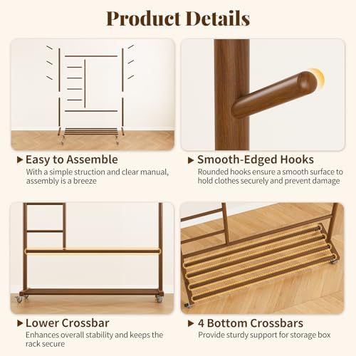 yoobure solid wood clothing rack, 4-in-1 wooden clothes on a desk or shelf