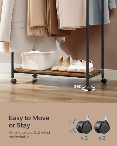 songmics clothes rack with wheels, steel garment rack, front angle view