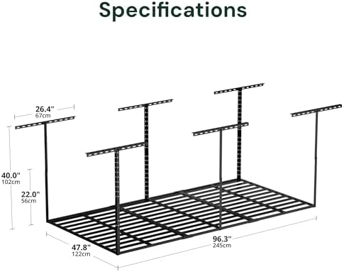 sunsgrove 4x8 overhead garage storage rack organization, adjustable, close-up detail