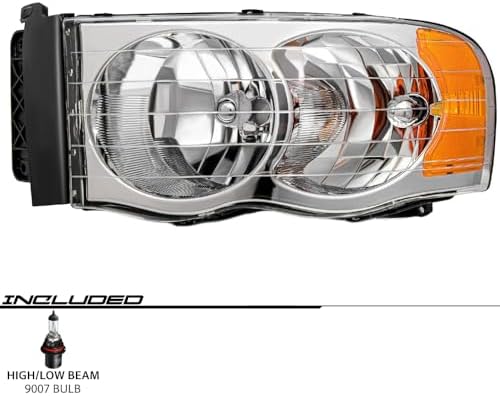 EPIC LIGHTING OE Spec Halogen Headlight Assembly Replacement for DGE 02-05 RAM 1500 03-05 RAM 2500 3500 [ CH2503135 55077120AE ] Right Passenger Side