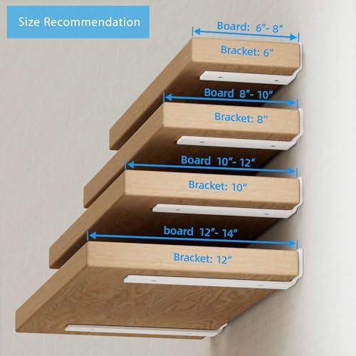 shelf brackets, heavy duty floating shelf brackets 12-inch on a desk or shelf