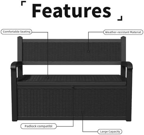 patiozen 80 gallon outdoor storage bench deck box, front angle view