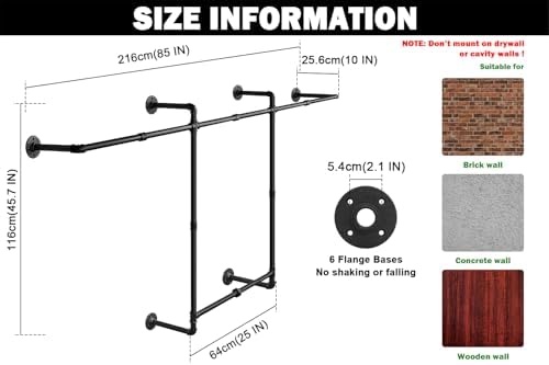 livabber industrial pipe clothes rack, heavy duty detachable shown in use