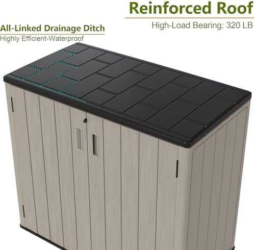 zzm 37 cu.ft outdoor storage shed with floor on a desk or shelf