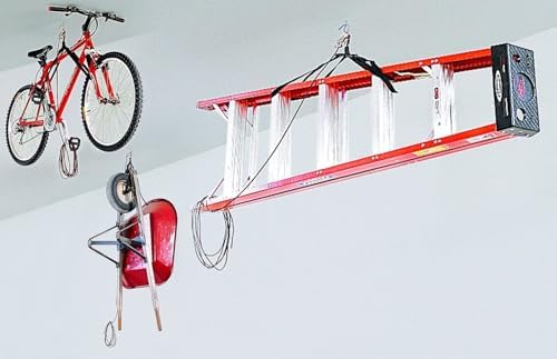 harken hoister ceiling mounted garage storage pulley system, side view