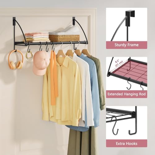 tajsoon 24.2" over the door hooks with storage, side view