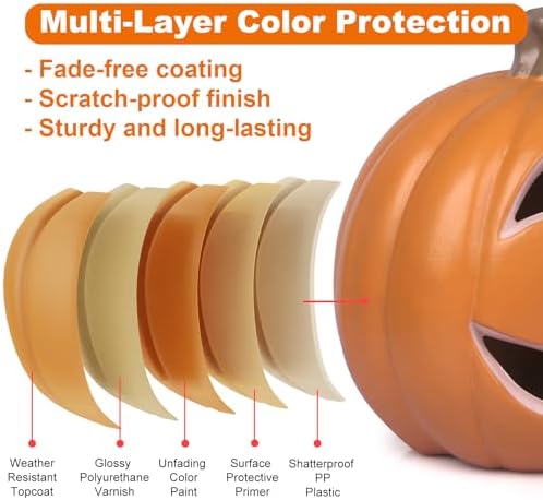 11" Jack O Lantern Halloween Pumpkin Lantern Light Up Pumpkin Decoration...