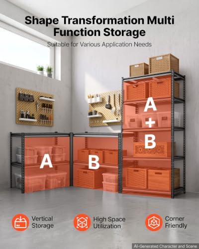 vevor storage shelves, 5-tier 2000 lbs garage shelving, view 9