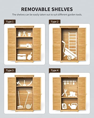 gizoon outdoor storage cabinet with 3 shelves, double showing dimensions