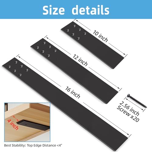 wekis 10 inch countertop support bracket, 3 pack, side view
