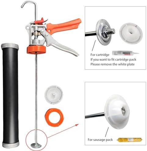 sausage caulking gun | dual‑purpose for 20oz sausage, close-up detail