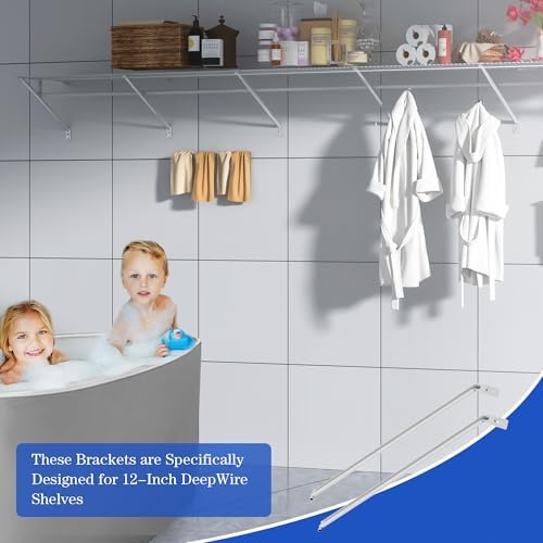 12-inch wire shelf support brackets closet wire shelving, close-up detail