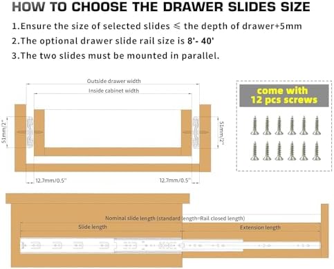 1 pair 200 lbs heavy duty drawer slides,8, package contents