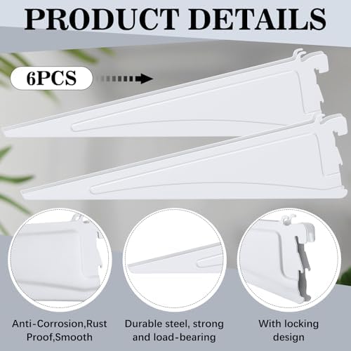 wonderjune 6 pcs adjustable locking shelf bracket 16, side view