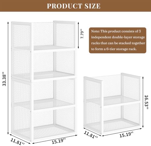 daoutime 6-tier stackable closet organizers and storage basket shown in use