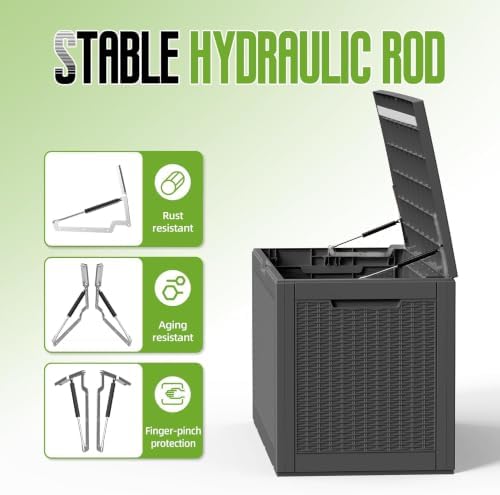 190 gallon outdoor storage box waterproof lockable deck, close-up detail