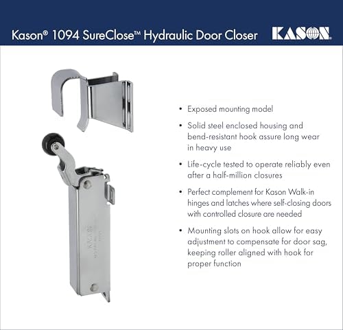 kason 1094 sureclose hydraulic door closer and hook, close-up detail
