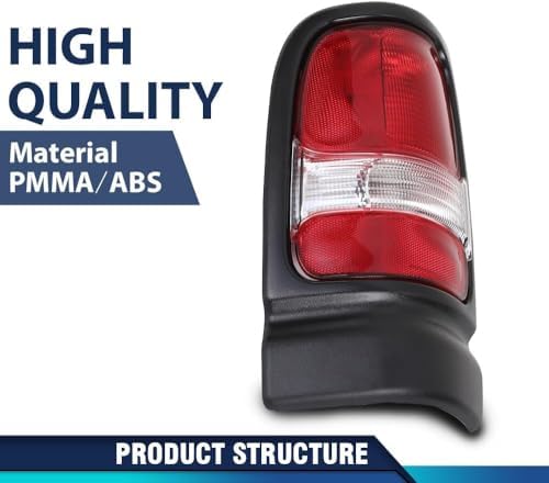 PIT66 Tail Lights Assembly Fit Dodge Ram 1500 2500 3500 Truck 1994-2002 | Fit Dodge Ram 1500 2500 3500 Truck 1994-2002 Rear Lights Lamps Drive & Passenger Side Red Lens Reverse light Smoke Lens
