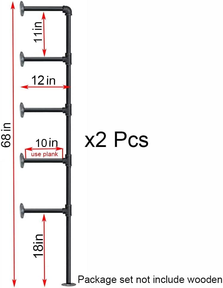 industrial retro wall mount iron pipe shelf,diy open, close-up detail