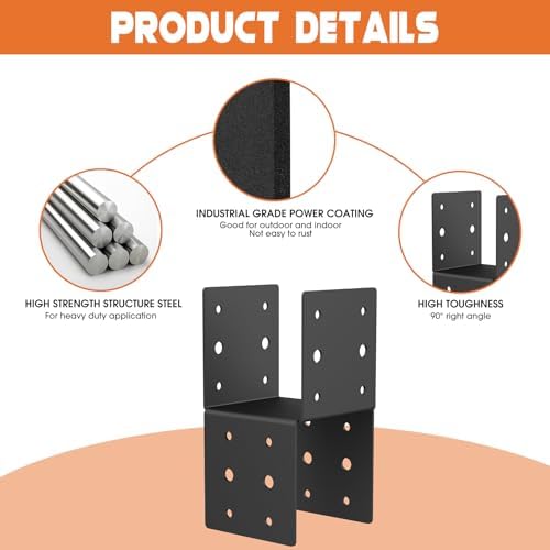 4x4 post brackets, heavy duty steel connectors for showing dimensions