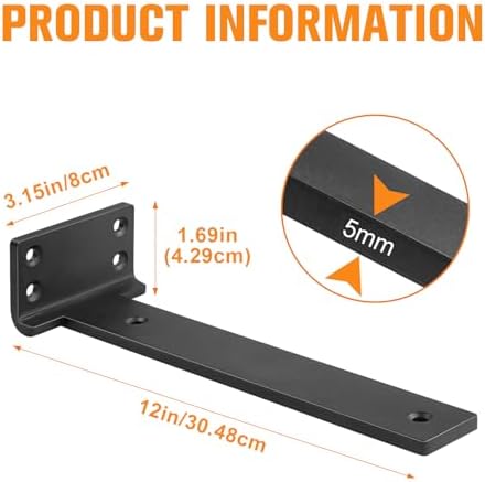 black floating shelf brackets 12 inch 6 pack, package contents