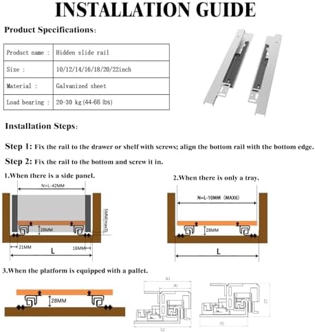 undermount shelf drawer slide soft close bottom support on a desk or shelf