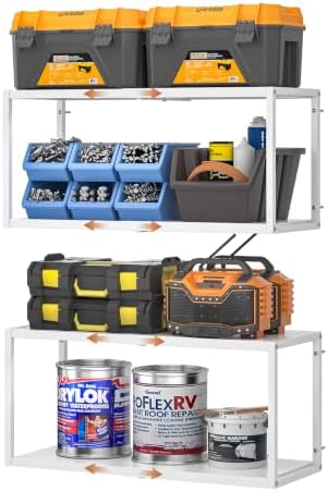threehio 2 pack expandable garage shelves wall mount, main product view