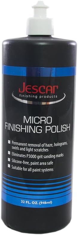 Jescar Micro Finishing Polish - 32oz - Ultra-Fine Polish, Removes P3000 grit Sanding Marks, Mirror Finish, Silicone-Free and Safe for All Paint Areas, Removes Swirls, Holograms, Haze, Light Scratches