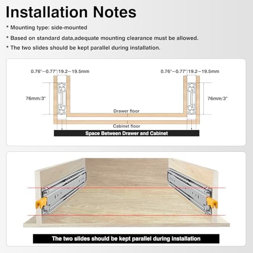 1 pair heavy duty drawer slides with lock, front angle view