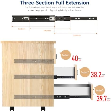 ravinte drawer slides 16 inch 2 pairs (4, side view