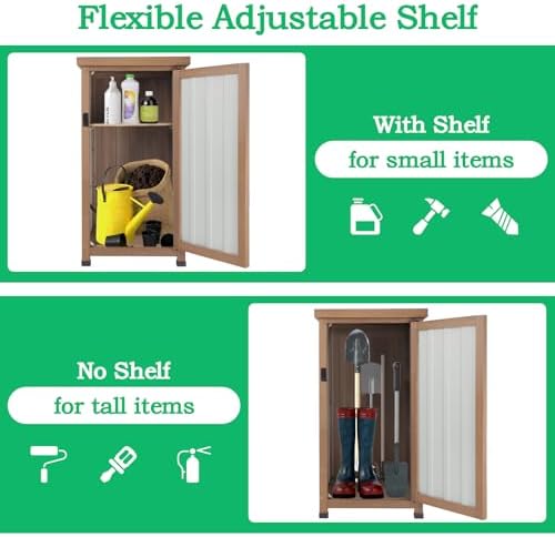 small outdoor storage cabinet weatherproof, wood garden potting, view 9