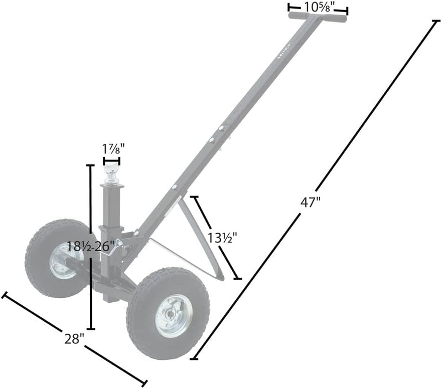 Elevate Outdoor Boat Trailer Dolly - 10" Pneumatic Tires - Long Handle - 600 lb. Max Torque - Moves Trailers up to 3,500 lbs.