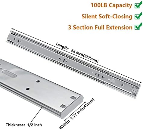 lontan 2 pairs soft close drawer slides 22 shown in use