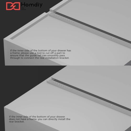 homdiy 14 inch heavy duty center mount drawer showing dimensions