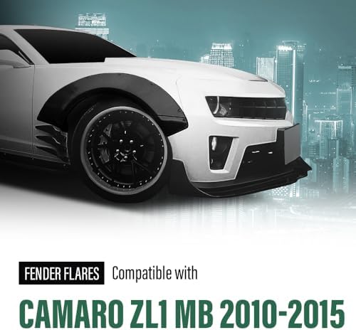 GRAND ORANGE 4pcs Fender Flares with Front Canards Compatible with Chevy Camaro ZL1 2010 2011 2012 2013 2014 2015 MB Style