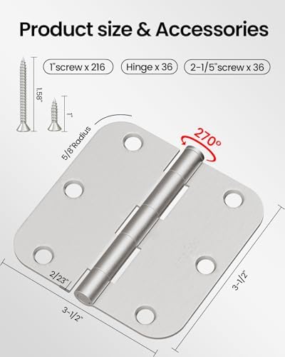 door hinges brushed nickel 36 pack 3.5 inch shown in use